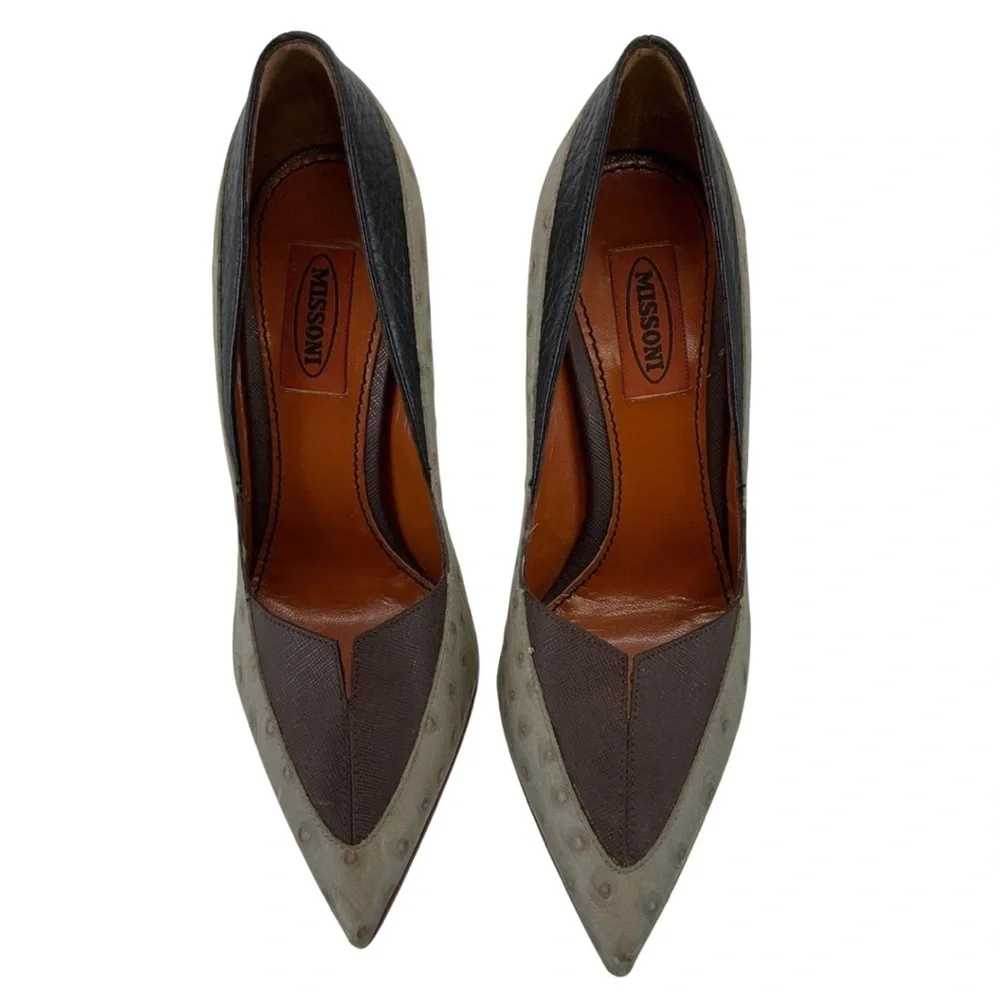 Missoni Ostrich Leather Heels in Grey Women’s Size 37